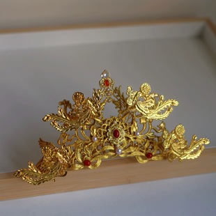 原创 凤仪 凤凰颤枝发冠重工流苏发钗掩鬓汉服头饰古风配饰发饰