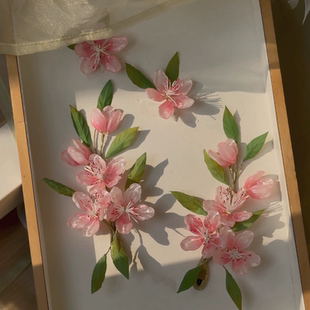 原创 春熙 桃花琉璃簪花发饰仙气百搭春天汉服古风发夹配饰
