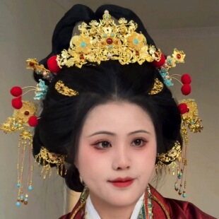 原创朝玉小财神发饰套装汉服配饰重工流苏头饰古风配饰