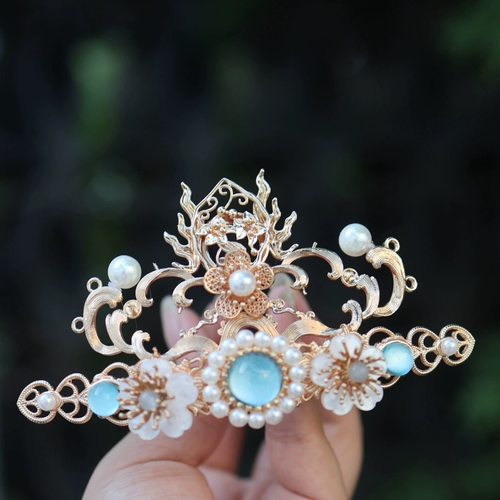 原创知鸢纯铜发冠流苏发钗百搭唐风发饰套装百搭汉服配饰古风发饰