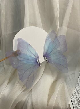 原创蝴蝶后压绢纱汉服配饰古风