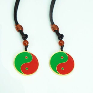 2.6cm八卦图项链双面黑白黑绿红黄黄白太极红绿太极图万字符吊坠
