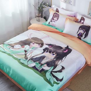 通灵妃床上用品四件套学生宿舍简约被套柔软床单枕套HT210608