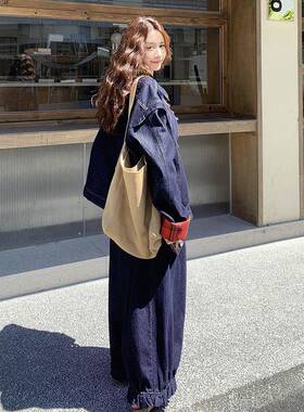 港复古格纹拼接夹克套装女风秋2阔0C292-25725新款休闲显瘦减龄腿