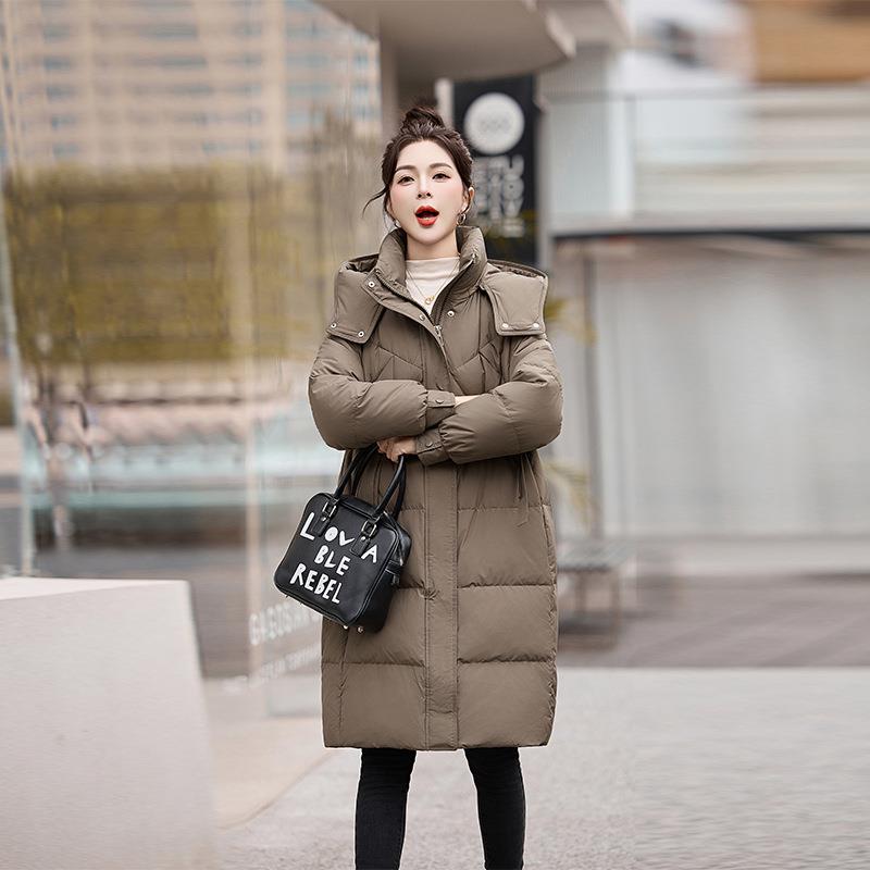 9女式膝羽绒冬新款过长加厚连帽保暖服90白鸭绒时尚外HE99828-套H