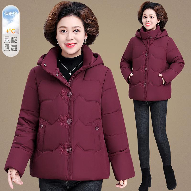 女品牌24-78566中长款羽绒奶棉服装中年老奶装洋气棉袄中年妈妈外