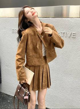 咖色西装外件套休闲套装裙套女秋季2B165-165025韩系搭一穿整裙子