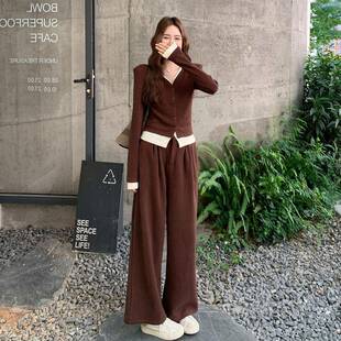 安拉红复古高级感休套装女2025秋季衣韩可系C172-Q20V领上阔闲腿