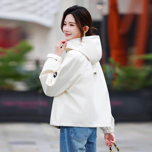 高级休闲连帽高短款外套女春秋新级感减龄夹ZXIN2096克时款髦上感