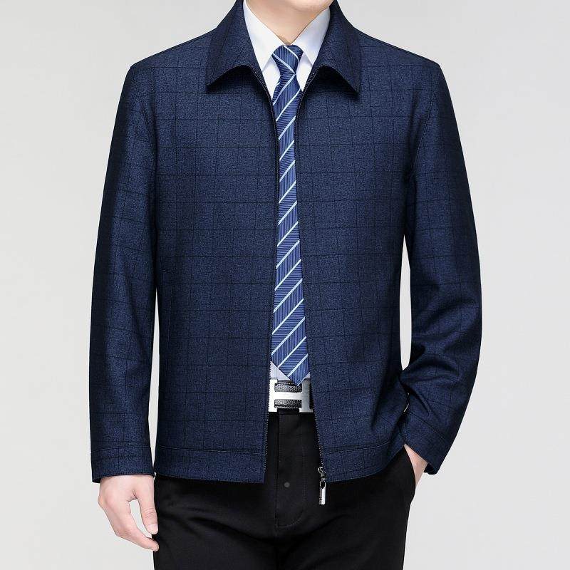 2025春秋羊毛夹装克男士商务休闲料外套A051-JK年爸爸中休闲高端