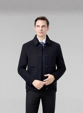 208211-BB25呢羊毛双拆面呢夹加克可卸羽绒内胆厚男商务休闲毛外