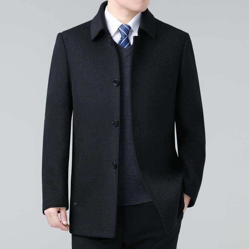 厚中880-YY年双面呢羊绒外士套男加羊毛呢大衣中长款羽绒内爸胆爸