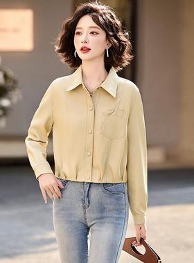 短款皮衣外套子女闲新款春秋小个气质气休百搭洋皮魅92519夹克上