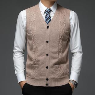 士爸爸装 马季 中老年针织甲男外穿有口袋开衫 P新款 羊毛背 秋冬651