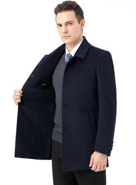 20长23秋冬季面呢羊绒大衣男士中款翻领爸双爸装羊毛22905-J呢子