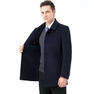 领爸爸装 秋22905 中长款 双面呢羊绒大衣男士 翻呢毛子大衣 J冬羊季