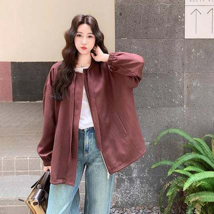 系设计感领口皱休闲外套抽女秋季2025B189-810年款新慵懒风韩宽松
