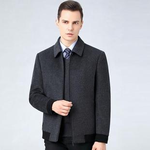男6658 夹中年男可脱内卸羽绒胆羊套毛大衣 F士外秋冬克羊毛短款
