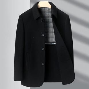 高端羊806 秋大冬羊毛妮 F绒衣男纯工双手面呢领夹克中年爸爸翻装