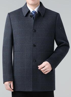 双面羊绒大衣士中长款翻领24516-YY内羊中毛呢子风衣年父亲装羽绒