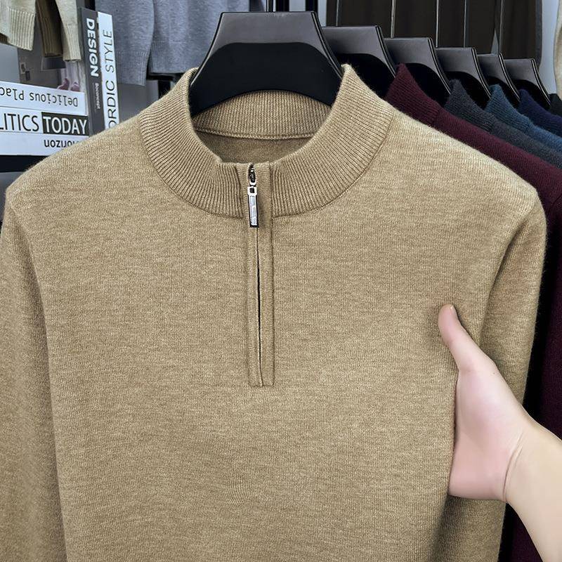 OY6815-H2025冬季中底年男约士绵羊毛衫拉链高领简保暖舒适休闲毛