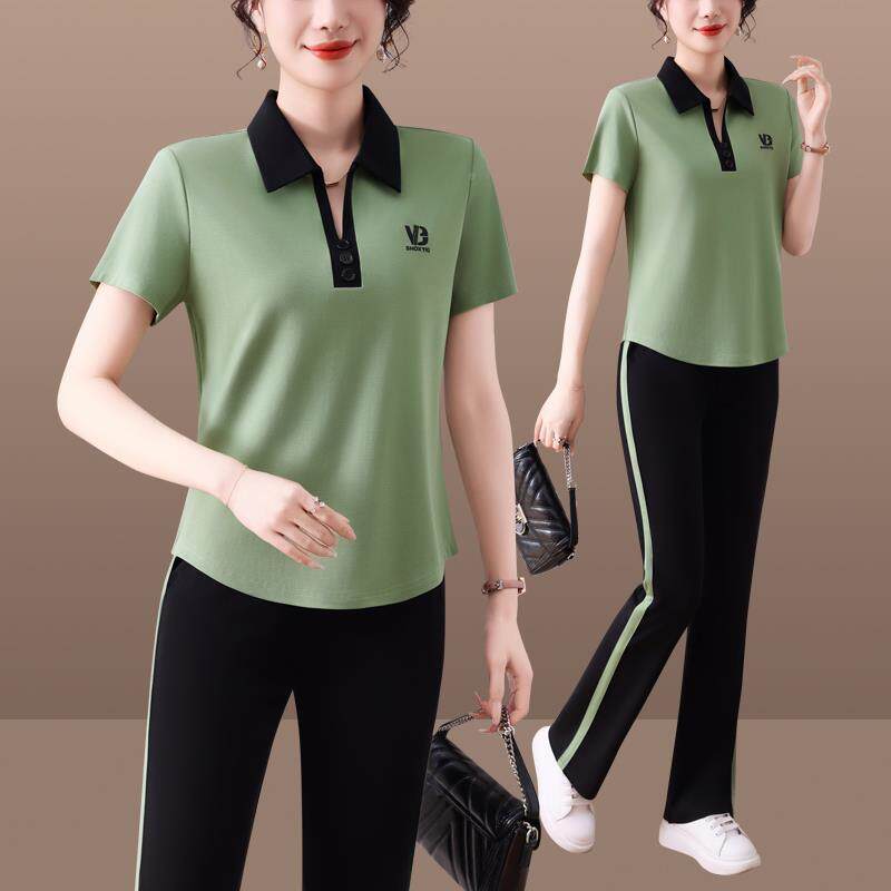 冰丝休闲运动套短装女款夏季薄款袖跑8999148步新春秋妈妈两夏装