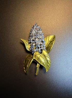 开花的橄榄 Vintage古着 Lilac Bloom蓝色丁香花朵胸针