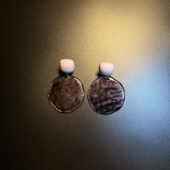 耳环 开花 耳饰 Pale Disc紫色几何圆形耳钉 橄榄 Vintage古着