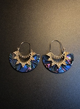 开花的橄榄 Vintage古着 Colorful Shells耳环 耳饰