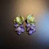 耳环 开花 耳饰 Purple Grapes紫色葡萄耳钉 橄榄 Vintage古着