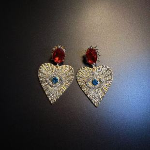 开花的橄榄 Vintage古着 Gilt Hearts爱心恶魔之眼耳钉 耳环 耳饰