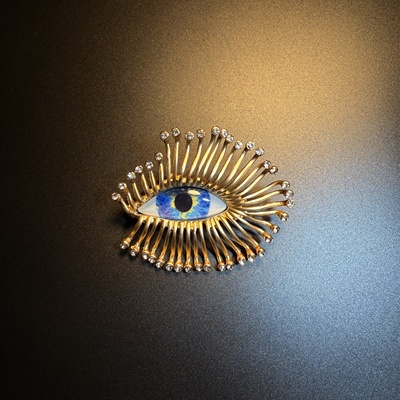 开花的橄榄 Vintage古着 Luster Pupil恶魔之眼胸针