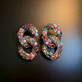 橄榄 Vintage古着 Colorful 开花 Links彩色几何耳环 夸张耳饰