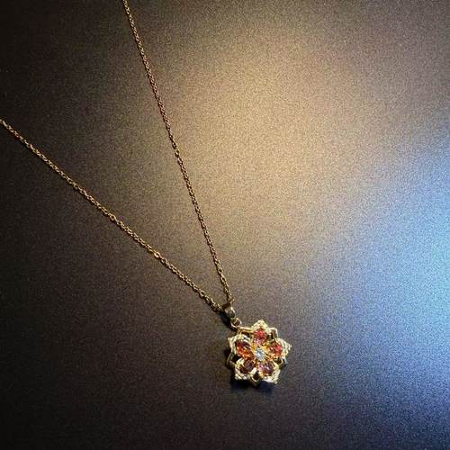 开花的橄榄 Vintage古着 Aurora Flower可旋转花朵项链 锁骨链