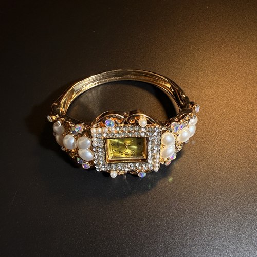 开花的橄榄 Vintage古着 Luxury Gold Pearl Watch手镯表