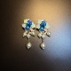 橄榄 Vintage古着 Luster 开花 Bouquet蓝色流苏花朵耳环 耳饰
