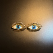 耳环 开花 耳饰 Glam Gaze蓝色眼睛耳钉 橄榄 Vintage古着