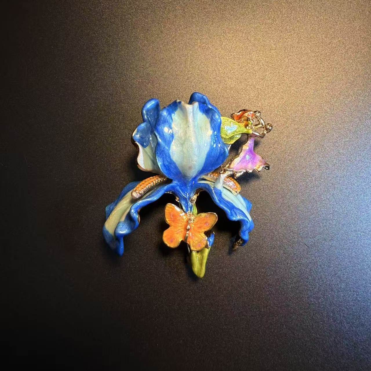 开花的橄榄 Vintage古着 Floral Whimsy蓝色胸针