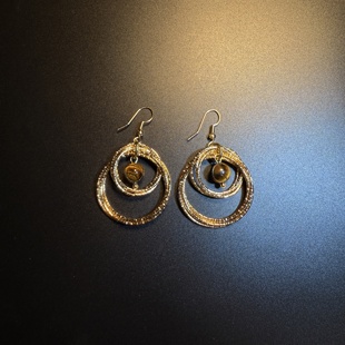 Orb美拉德圆圈几何耳环 开花 Brass Vintage古着 耳饰 橄榄