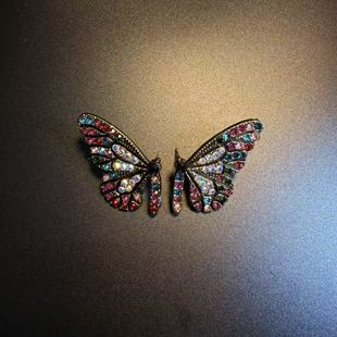 开花的橄榄 Vintage古着 Rainbow Wings蝴蝶耳钉 耳环 耳饰