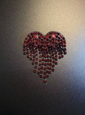 开花的橄榄 Vintage古着 Crimson Heartfall红色爱心流苏胸针