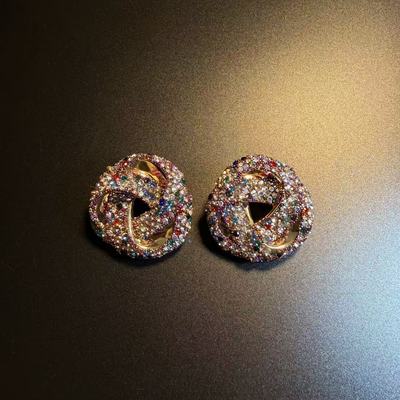 开花的橄榄 Vintage古着 Jewel  Twist彩色玫瑰耳钉 耳环 耳饰女