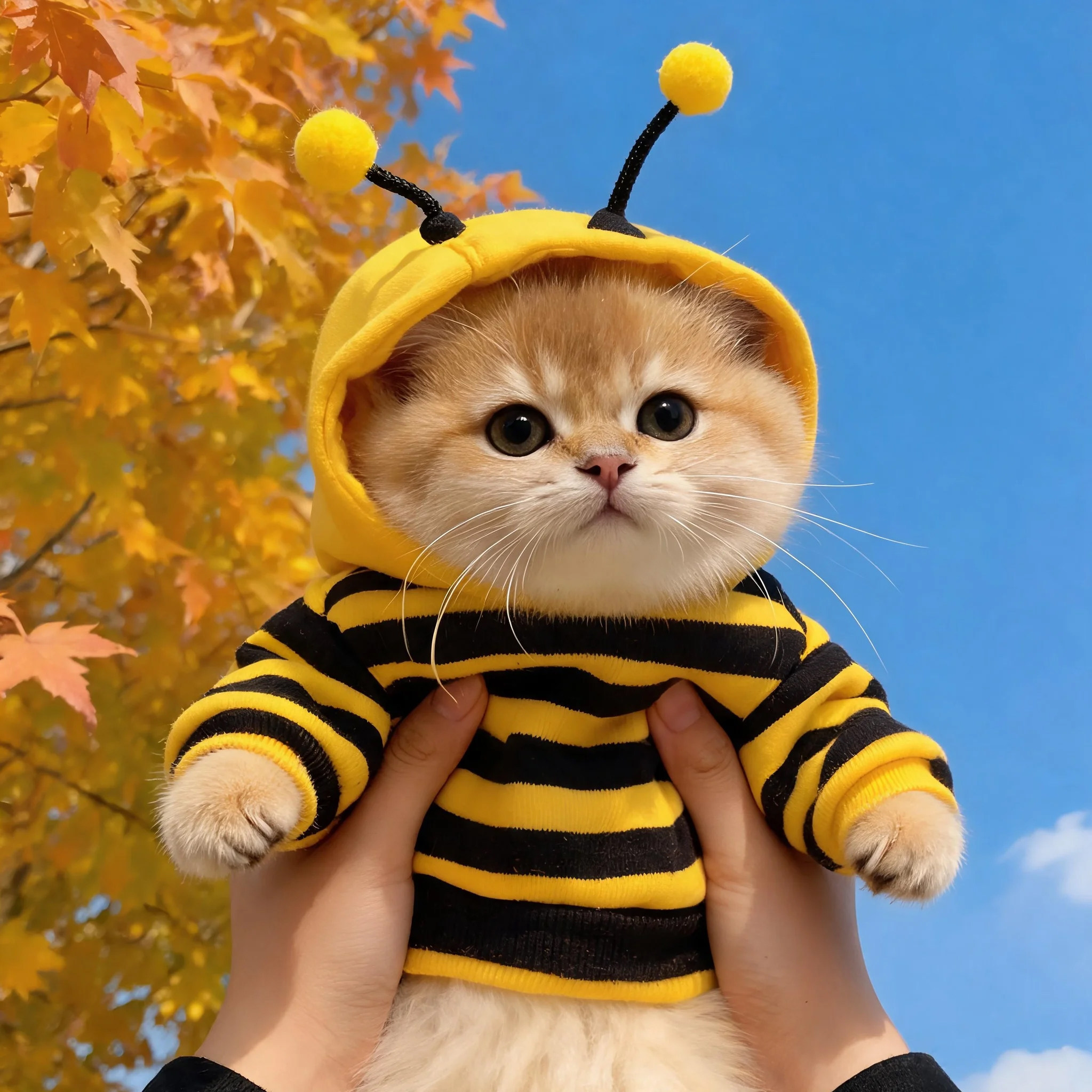 猫咪衣服可爱小蜜蜂连帽卫衣秋冬保暖布偶银渐层小型幼犬加厚服装