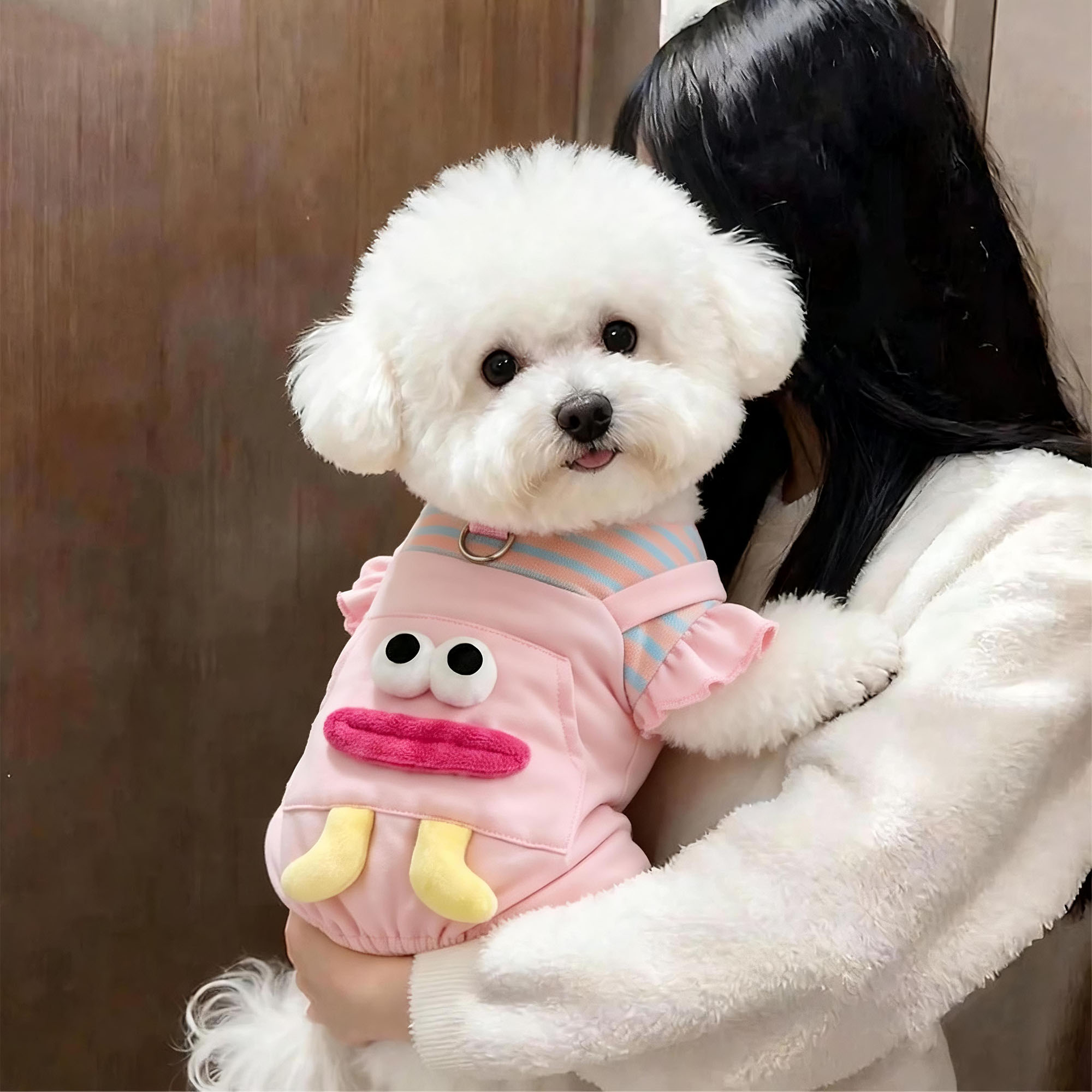 狗狗衣服秋冬季四脚衣保暖加厚泰迪比熊博美小型幼犬背带裤可牵引图片