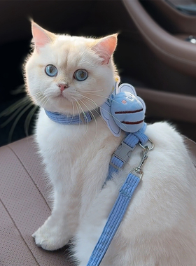 猫咪牵引绳防挣脱外出专用遛猫绳不勒脖工字型可调节小狗狗胸背带