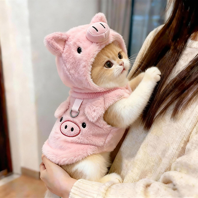 猫咪衣服秋冬卫衣可爱小猪帽子