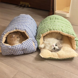 封闭式猫窝保暖可拆洗安全感窝猫咪睡袋冬季加厚猫屋狗窝四季通用