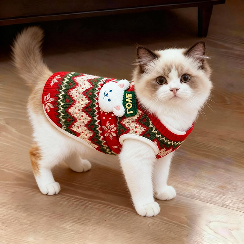猫咪衣服新年圣诞保暖马甲秋冬