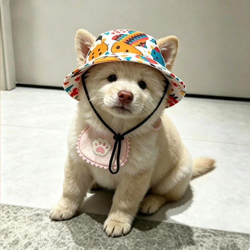 夏季猫狗防晒透气露耳渔夫帽