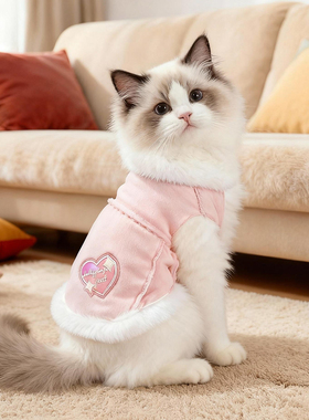 猫咪衣服冬季加厚保暖布偶英短银渐层可爱马甲小狗狗加绒棉衣新款